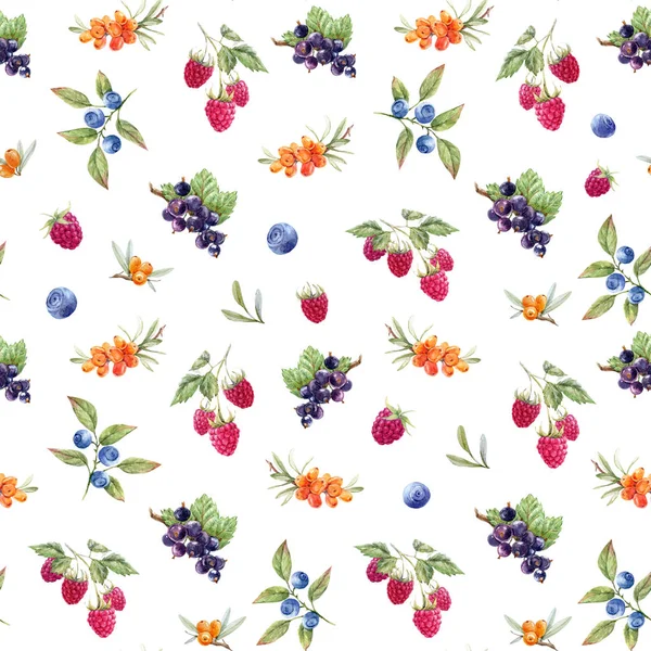 수채화 딸기 패턴 — 스톡 사진