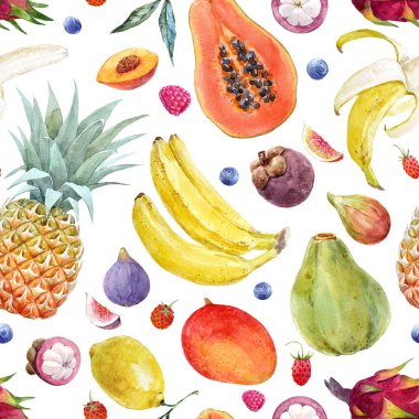 Güzel Dikişsiz desen egzotik tropik meyve sağlıklı gıda ile