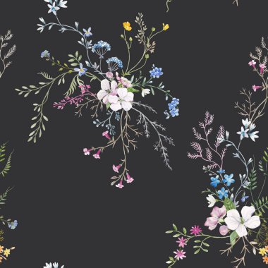 Suluboya çiçek vektör desen