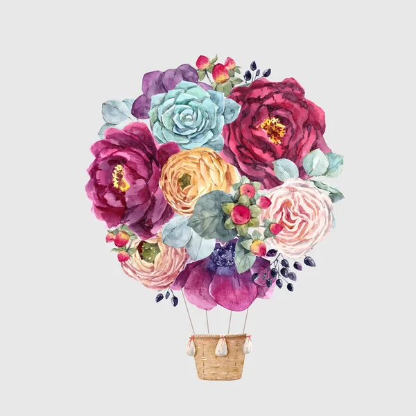 Aquarel bloemen vector ballon — Stockvector