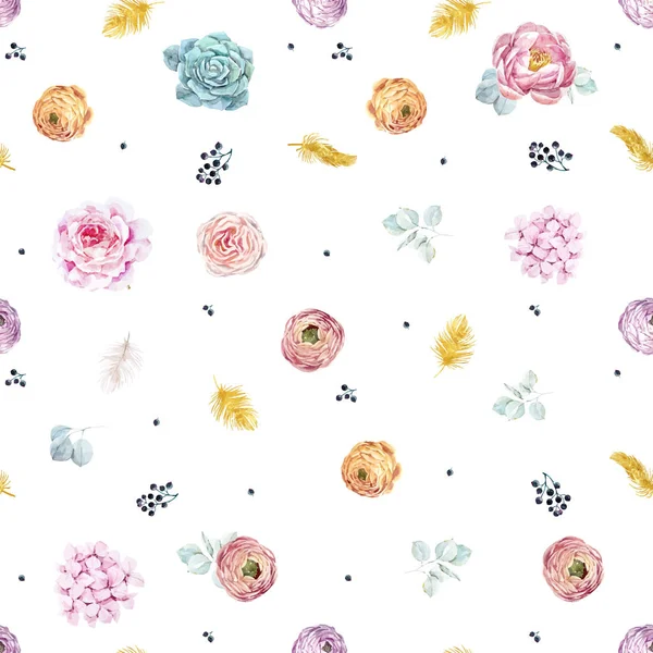 Watercolor floral vector pattern — Stock Vector