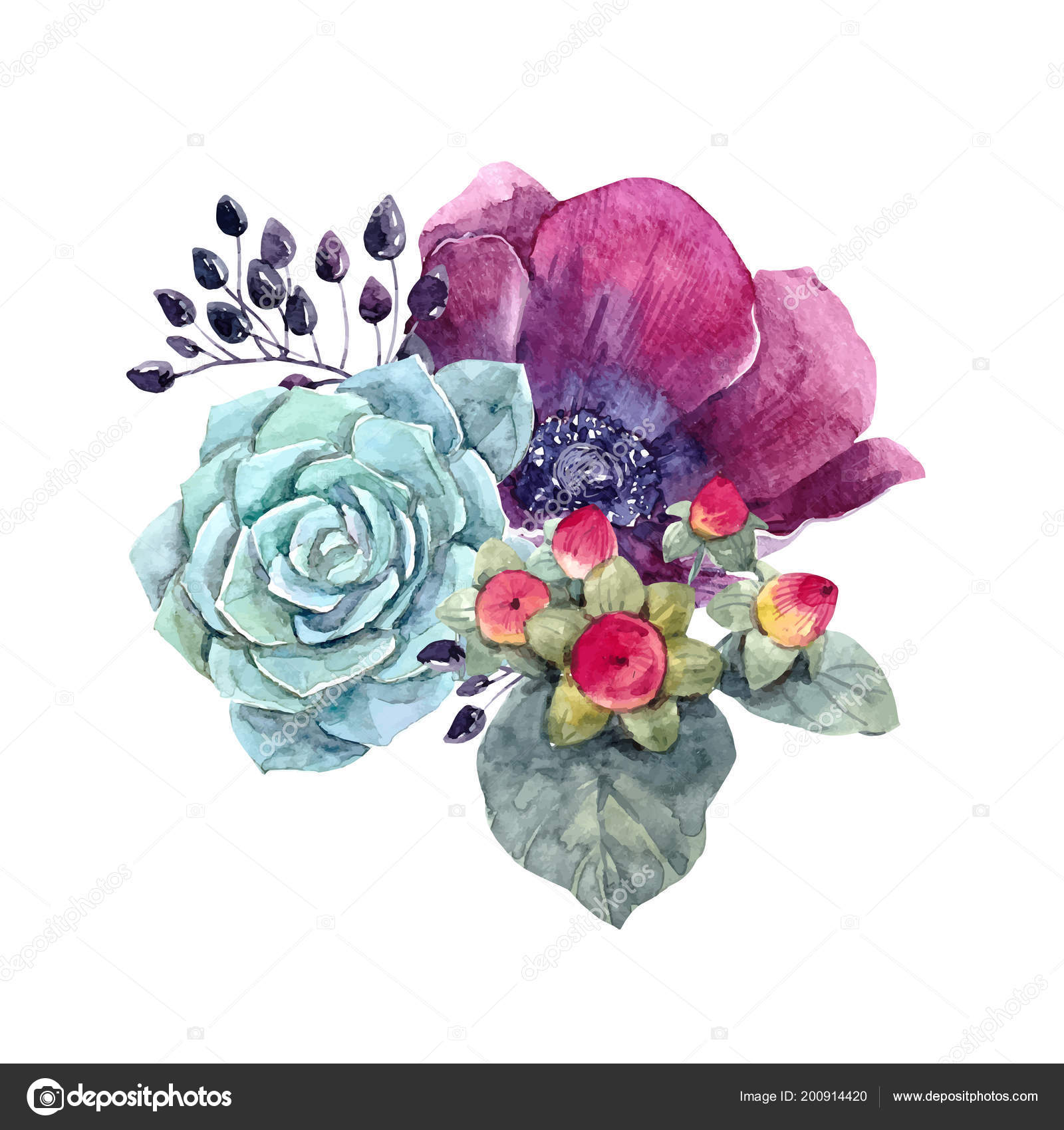 Download Watercolor floral vector composition — Stock Vector © ZeninaAsya #200914420