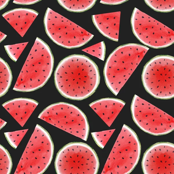 Akvarell vattenmelon sömlöst mönster — Stockfoto