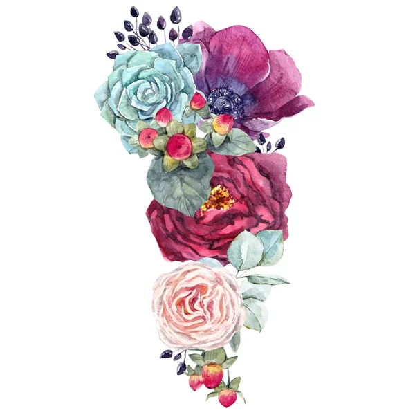 Composição floral aquarela — Fotografia de Stock