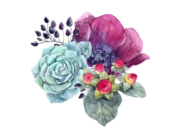 Watercolor floral composition — Stock Photo, Image