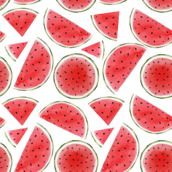 Akvarell vattenmelon sömlös vektor mönster — Stock vektor