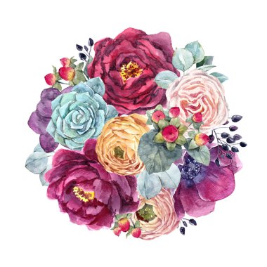 Suluboya çiçek kompozisyon