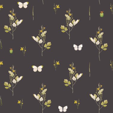 Suluboya çiçek vektör desen