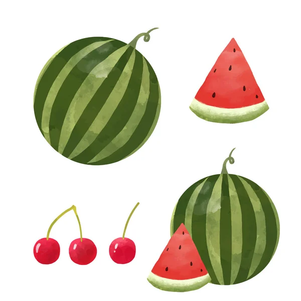 Watercolor watermelon vector set — Stock Vector