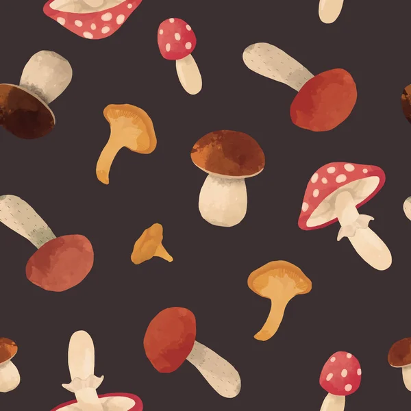 Modèle vectoriel de champignon aquarelle — Image vectorielle