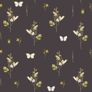 Suluboya çiçek deseni