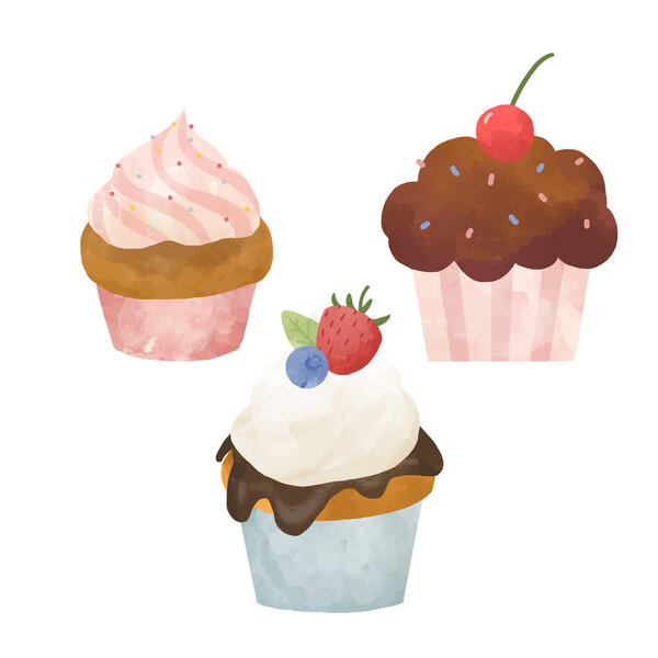 Watercolor sweets set