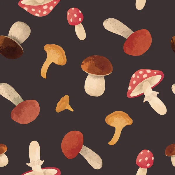 수채화 버섯 패턴 — 스톡 사진