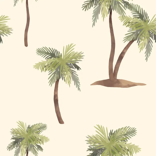 Patrón vectorial de palmera acuarela — Vector de stock