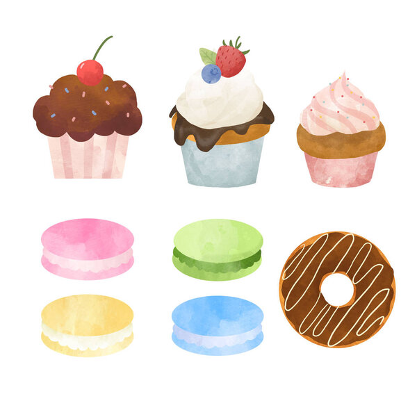 Watercolor sweets set