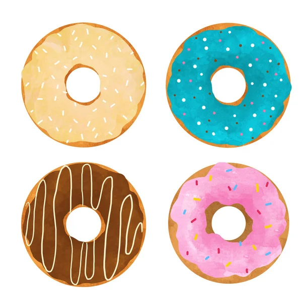 Watercolor donuts set
