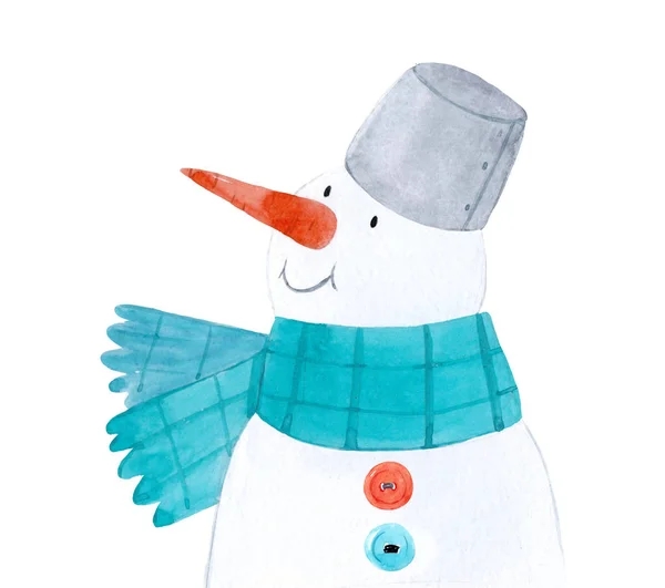 Boneco de neve aquarela inverno — Fotografia de Stock