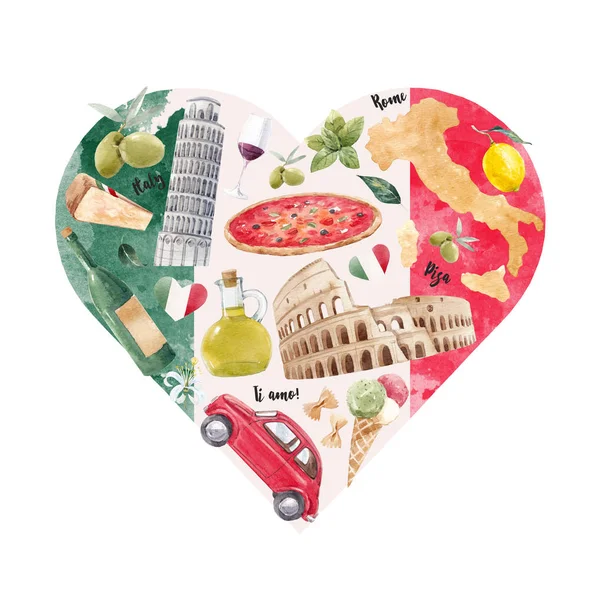 Illustrazione del cuore italiano — Foto Stock