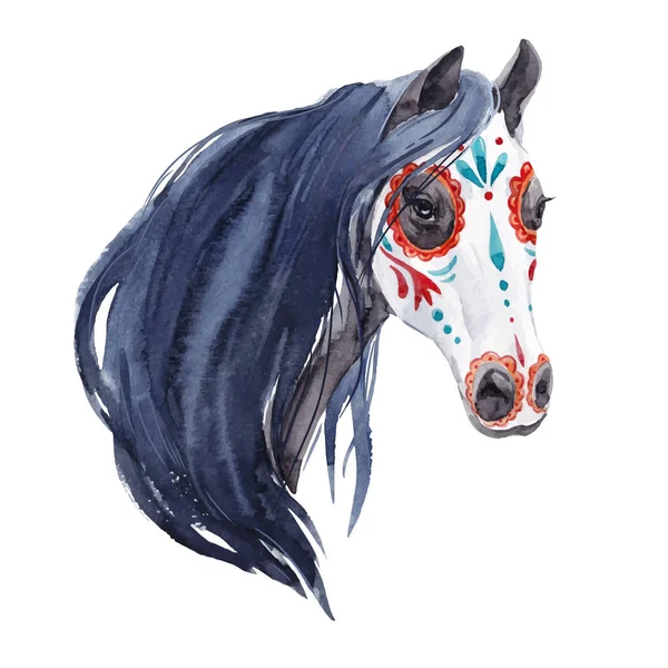 Watercolor horse vector portrait — Stock Vector