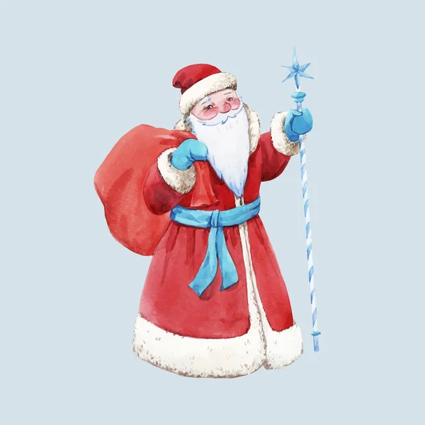 Watercolor Santa claus ilustração vetorial — Vetor de Stock