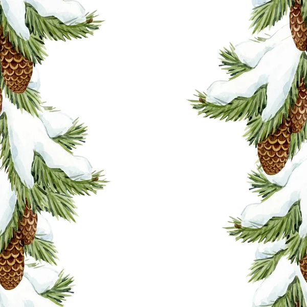 Aquarel fir tree kerst vector patroon — Stockvector