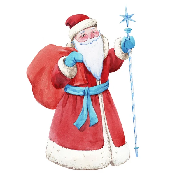 Watercolor Papai Noel ilustração — Fotografia de Stock