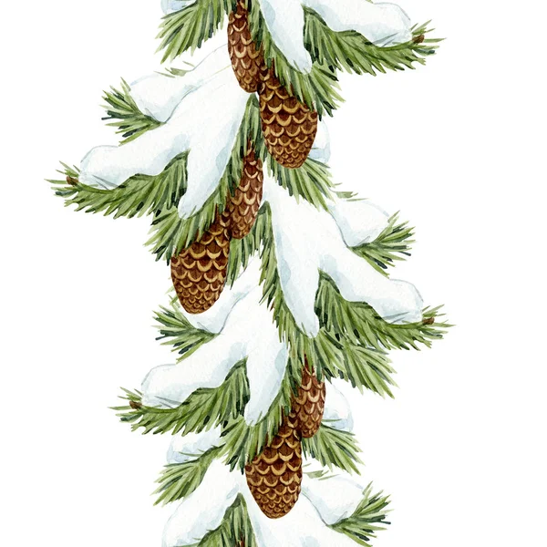 수채화 전나무 트리 크리스마스 패턴 — 스톡 사진