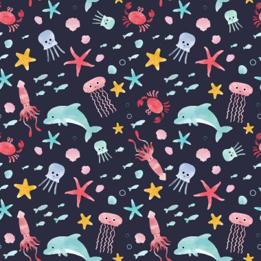 Suluboya deniz hayat vektör desen