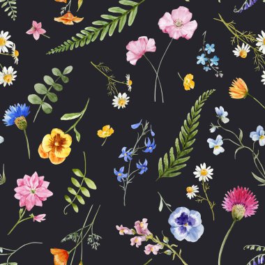 Suluboya çiçek vektör desen