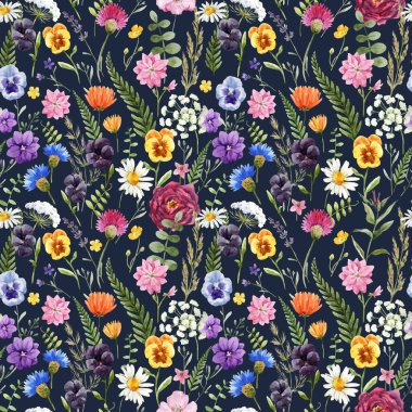 Suluboya çiçek vektör desen