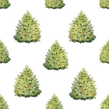 Suluboya köknar ağacı Noel desen