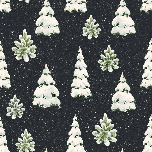 Akvarell fir tree jul mönster — Stockfoto