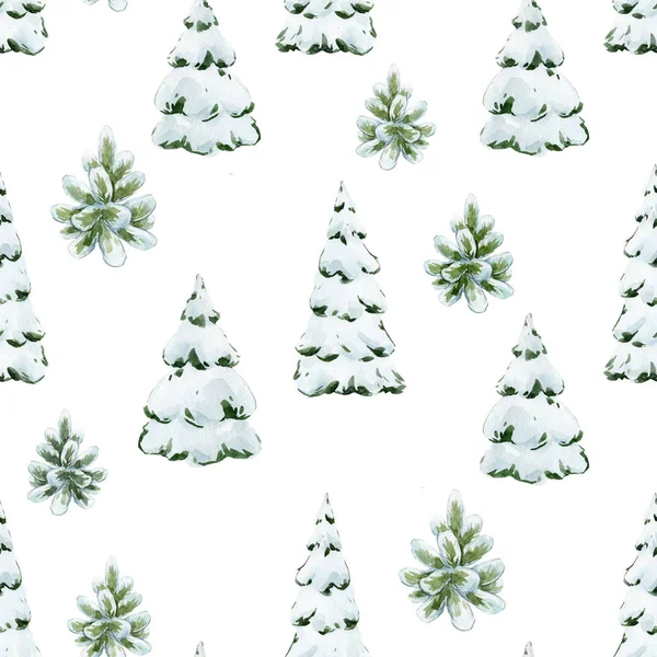 Watercolor fir tree christmas pattern — Stock Photo, Image