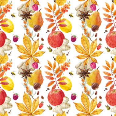 Suluboya sonbahar çiçek vektör desen