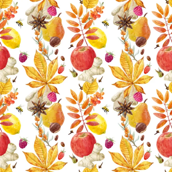 Suluboya sonbahar çiçek vektör desen