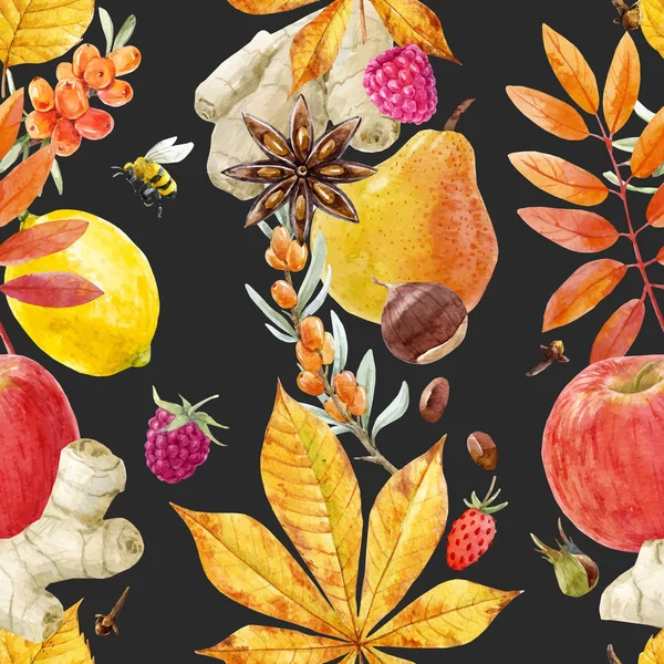 Aquarelle automne motif vecteur floral — Image vectorielle