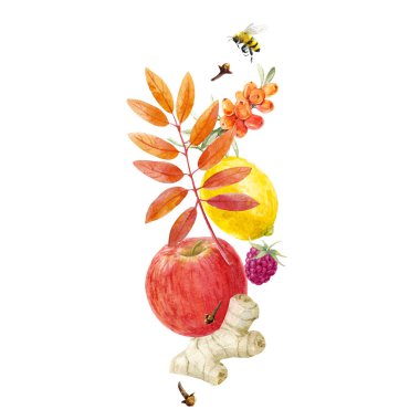 Suluboya sonbahar çiçek kompozisyon