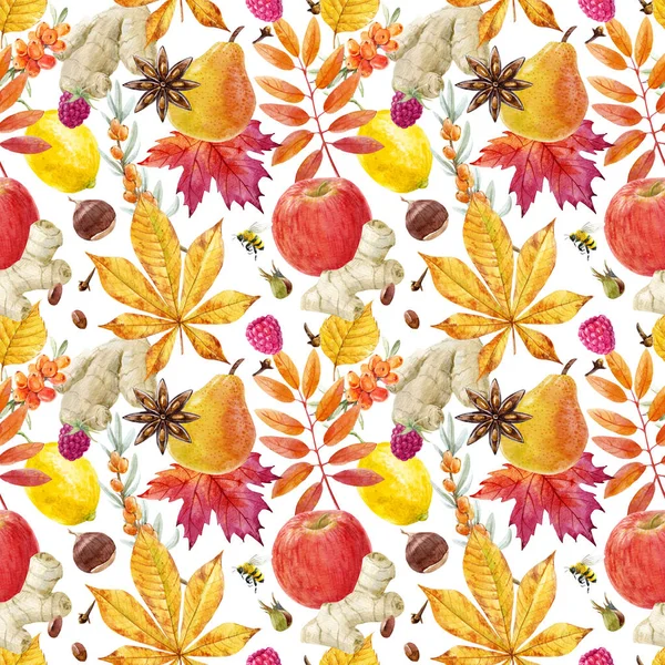 Akvarell hösten blommönster — Stockfoto