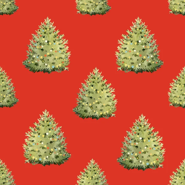 Acquerello albero di Natale modello vettoriale — Vettoriale Stock