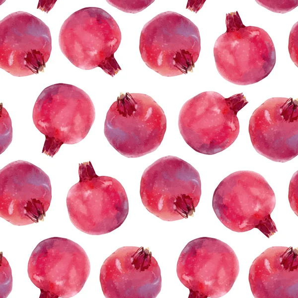 Watercolor pomegranate vector pattern — Stock Vector