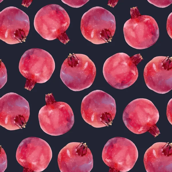 Watercolor pomegranate vector pattern — Stock Vector