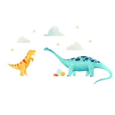 Suluboya dinozor illustrtion