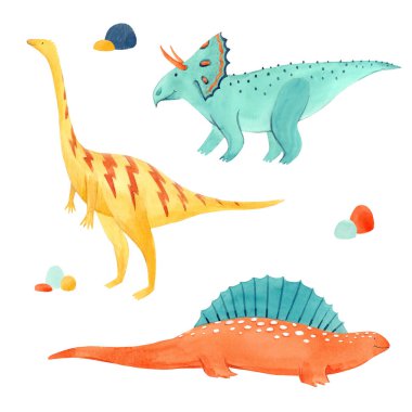 Suluboya dinozor illustrtion