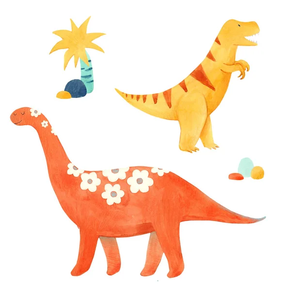 Иллюстрация акварельного динозавра — стоковое фото