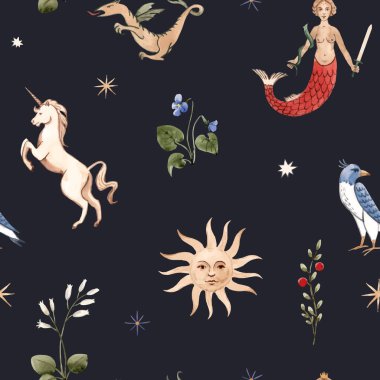 Suluboya vektör desen Ortaçağ çizimler