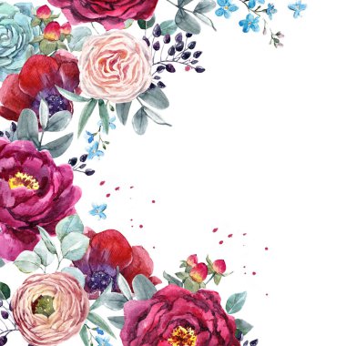 suluboya çiçek çerçevesi