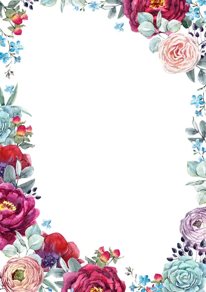 Acuarela marco floral — Foto de Stock