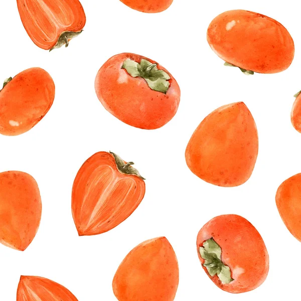 Watercolor persimmon pattern — Stock Photo, Image