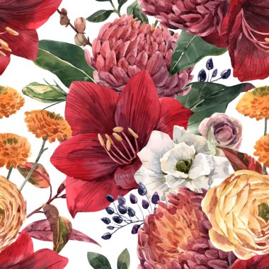 Suluboya çiçek vektör desen