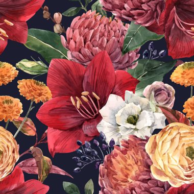 Suluboya çiçek vektör desen